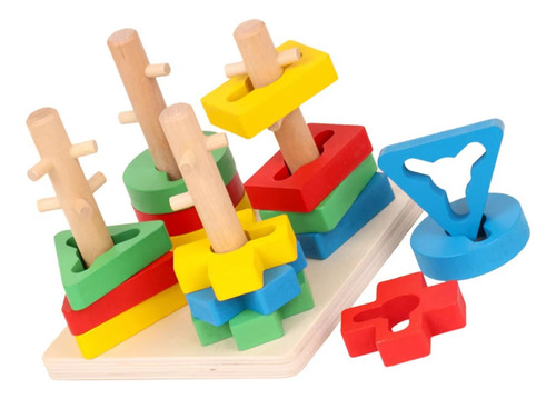 Brinquedo Educativo Encaixe Formas Geométricas Madeira Monte