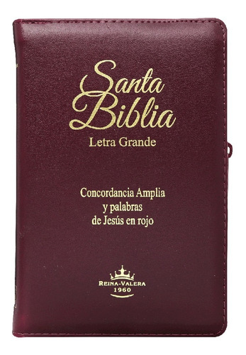 Biblia Rvr1960 Let. Grande Imit Piel Vino Con Cierre/índice