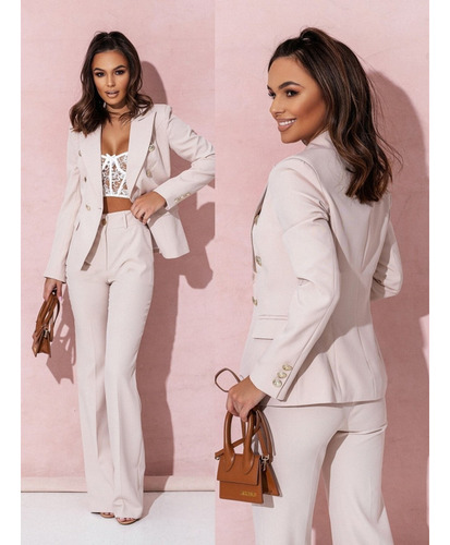 Blazer Para Mujer Slim Fit De Oficina Con Solapa Y Botones