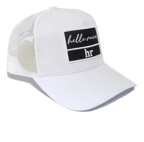 Gorro Snapback Marca Helle Raven Hr Curvo Color Blanco Malla