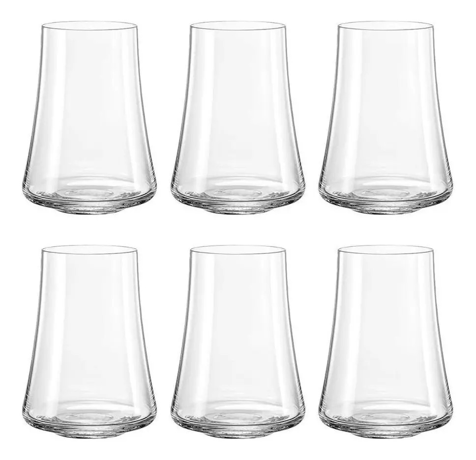 Jogo Com 6 Copos De Cristal Água 400 Ml Linha Xtra Bohemia