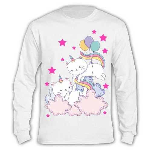 Polera Manga Larga Gato Unicornio Niñas - Nube Chile