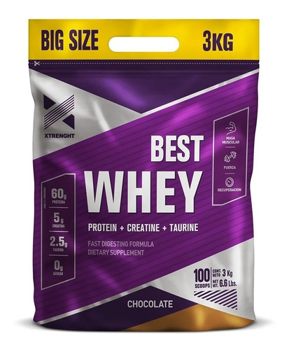 Whey Proteina Xtrenght Best 3kg Bolsa Big Size - 100 Scoops