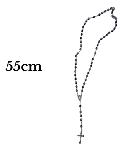 2 Terço Colar Nossa Senhora Com Crucifixo Preto + Branco