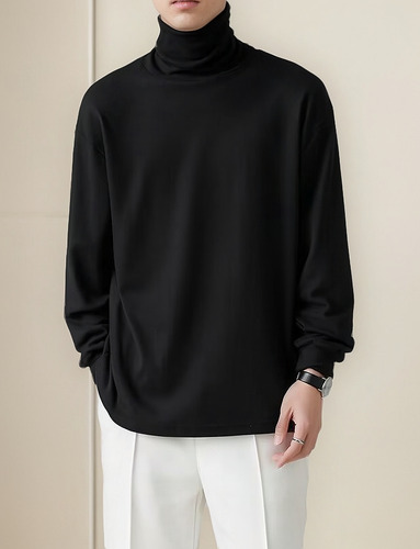 Camiseta De Terciopelo De Manga Larga Con Cuello Alto Para H
