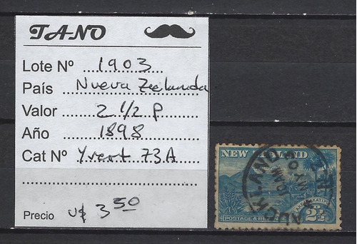 Lote1903 Nueva Zelanda 2, 1/2 Pence Año 1898 Yvert# 73 A