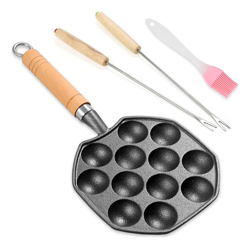 Sartén Takoyaki De Aluminio Antiadherente Con Utensilio