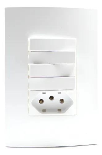 Conjunto 4x2 Interruptor 4 Teclas Simples + Tomada 20a Sleek