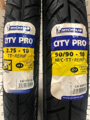 Imagen 2 de 8 de Paquete De Llantas 2.75 Y 90/90-18 City Pro Michelin Msi
