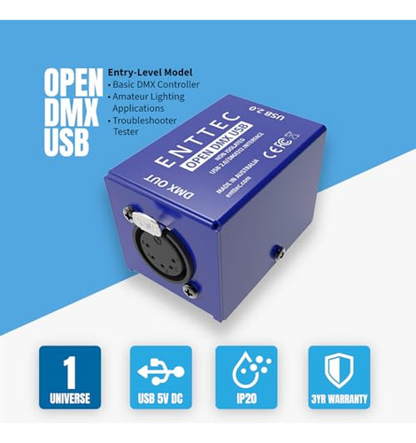 Interfaz De Iluminación Usb Enttec Open Dmx 70303 - Model Bs