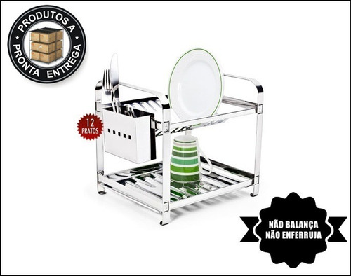 Escorredor Inox 12 Prato** Não Enferruja Não Balança **