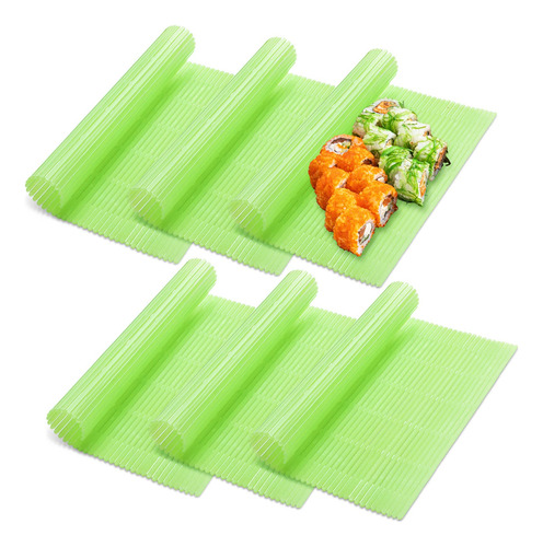 Tapete Sushi Bambu 6 Pieza Cocina Kit Fabricacion Plastico