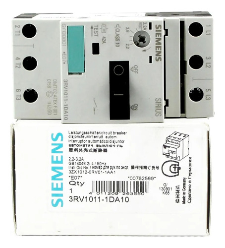 Guardamotor Siemens 3rv1011-1da10  2,2-3,2a  Sirius / S00