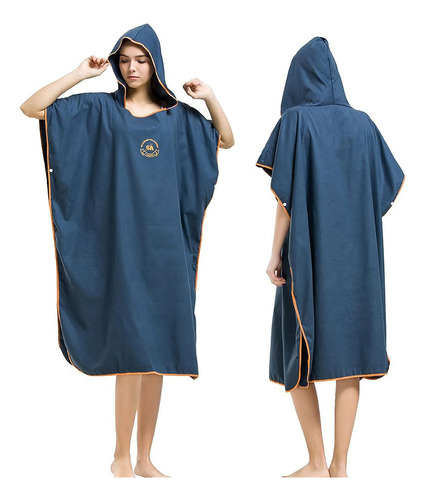 Poncho De Microfibra Hiturbo, Para Surf, Azul Oscuro