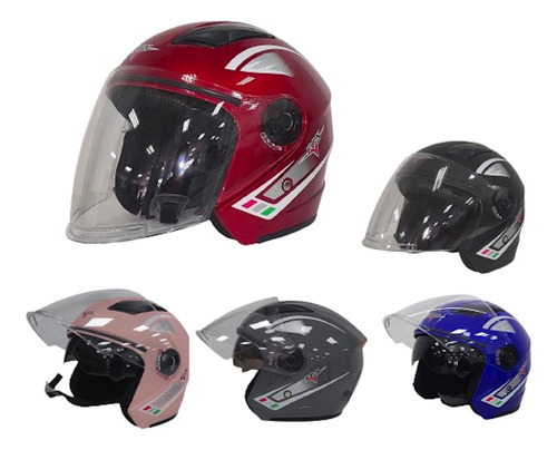 Casco Abierto Para Triciclo Bicimoto Scooter Doble Visor