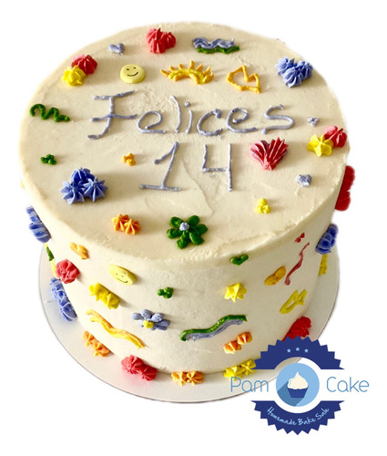 Torta Artesanal Buttercream Crema Flores Floreada