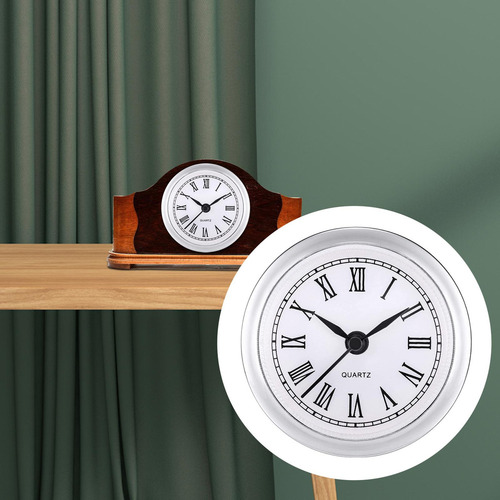 L Round Quartz Clock Insert, Argent Argent