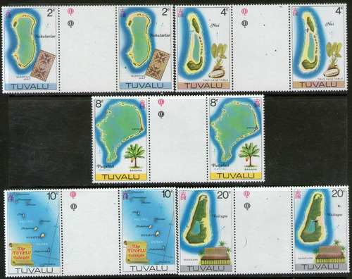 Tuvalu 20 Sellos Mint Con Entrecintas = Mapas Años 1976-78 