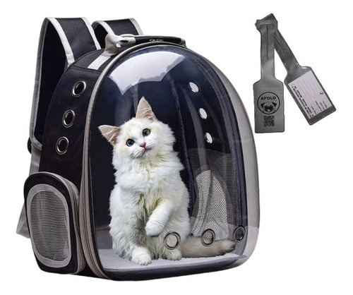 Imagen 1 de 10 de Mochila Bolso Mascotas Perro Gato Transparente Visión Apolo®