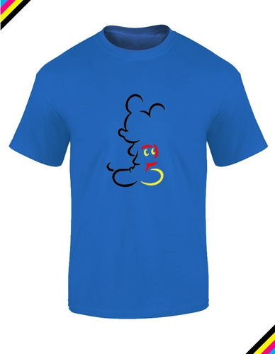 Polera Estampado Micky Mouse Silueta Colo Moda Hombre Y Niño