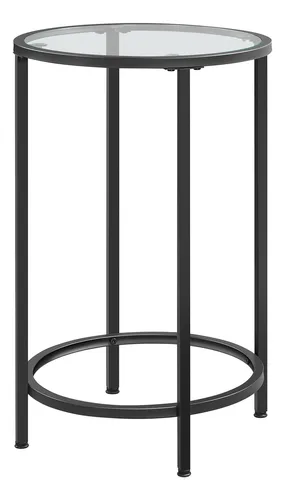 comprar Mesa Auxiliar Redonda De Cristal Y Metal Para Espacios Peque