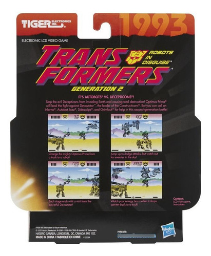 Imagen 3 de 3 de Consola Transformers Videojuego Lcd Portatil Hasbro 1993