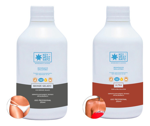 Kit Bronzeamento Artificial Kwr Gelado 250ml + Ultra 250ml