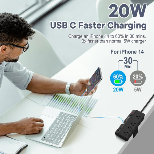 Abrazadera De Computadora Desmontable, 20 W Usb C De Ca...