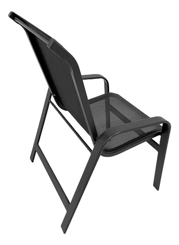 Kit 2 Poltronas Cadeira Em Aluminio E Tela Sling Cor Preto