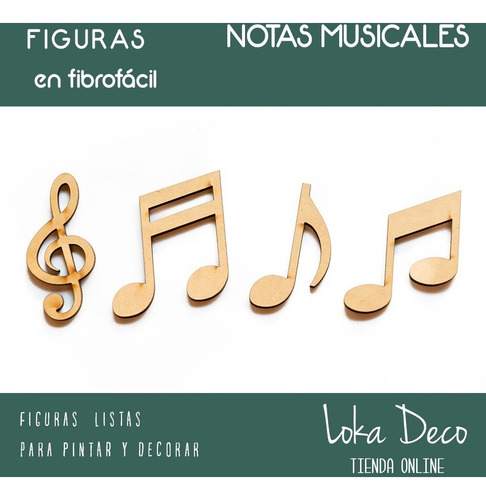 Formas Notas Musicales Fibrofácil 30cm Alto X5 Unidades