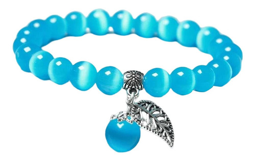 Pulsera De Piedra De Ojo De Gato Cielo Azul Talla Única