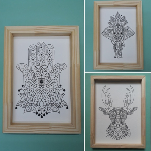 Cuadro P/pintar 17x25cm C/marco Diseños A Elección Mandalas