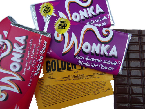Chocolate Wonka Souvenir Regalo // Con Ticket Gold Doble Faz