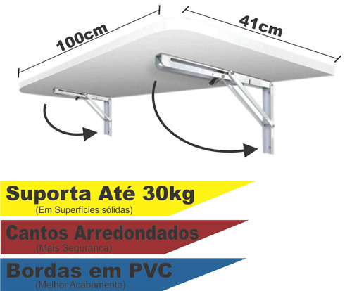 Mesa Bancada Dobrável P Parede Retratil Mdf 100x41cm +brinde