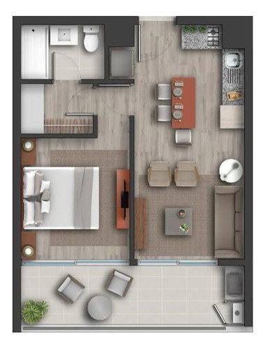 Moderno Departamento En Venta De 1 Dorm. En Talca
