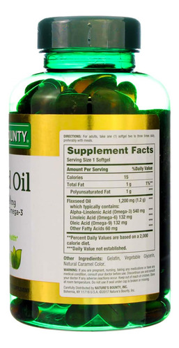 Aceite De Linaza 1200 Mg 125 Cápsulas Blandas Paquete 2