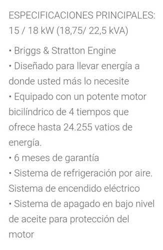 Imagen 2 de 2 de Generador Electrico A Gasolina 33hp (22,5 Kva)