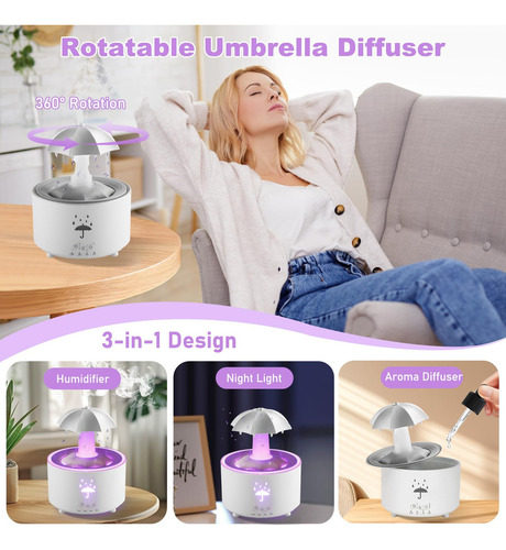 Humidificador Para Recámara, Difusor De Paraguas Giratorio