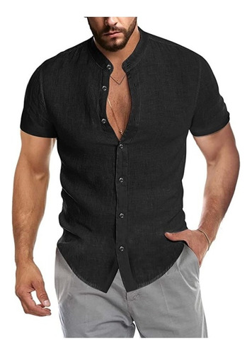 Yo) Camisa De Lino Hombre Caballero Moda Casual Italia