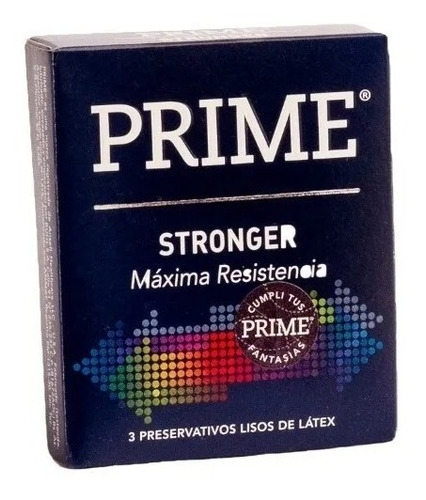 Imagen 1 de 4 de Preservativo Prime De Latex Lubricados Stronger X 3 U