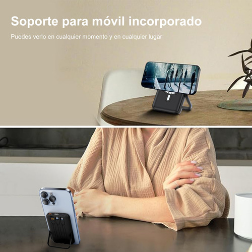 Power Bank 10000mah Yina W027 External Battery 22.5w Super Fast Charge Compatible With Android, iPhone, 3-in-1 Autonomous Wireless Magnetic Charger,15w Hidden Magnetic Stand, Compact And Portable