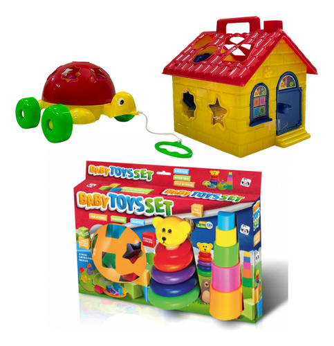 Kit Diversão Casinha Tartaruga Baby Toys Didático Sortido