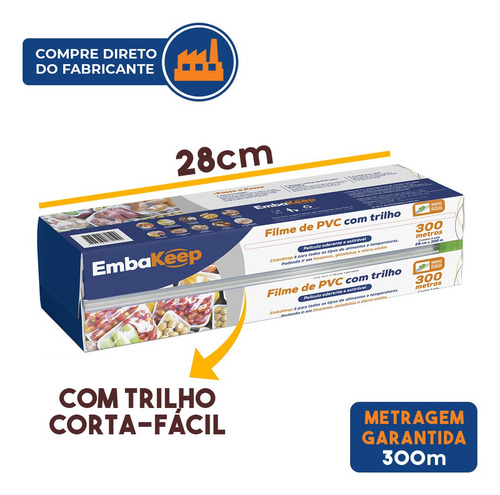 Imagem 2 de 5 de Filme Pvc Plástico Esticável C/ Trilho Cortador, 28cm X 300m