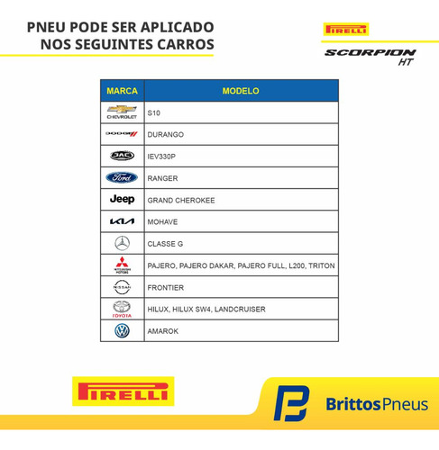 Pneu Pirelli Aro 18 Scorpion Ht 265/60 R18