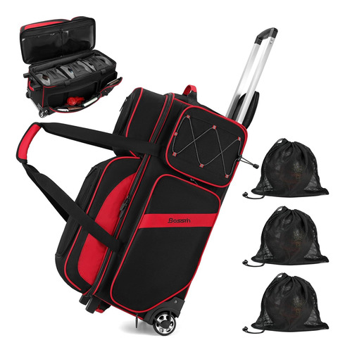 Bolsa C/ Llantas P/ 3 Bola Boliche Flextro Tour Y Accesorios
