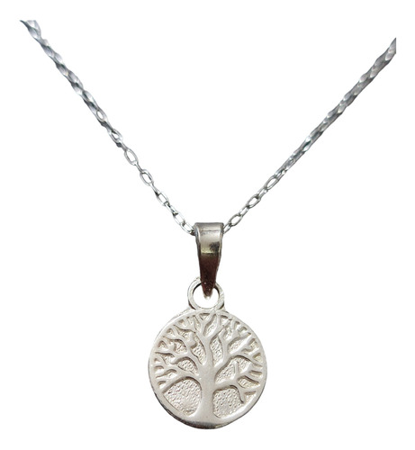 Collar Cadena Arbol De La Vida Redond Mujer Plata 925 + Caja