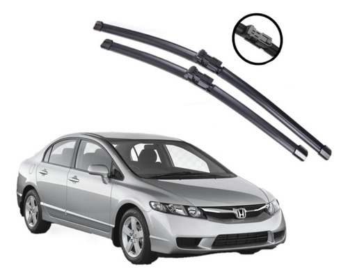 Par Limpador De Parabrisa Silicone Chuva Civic 2007 A 2011