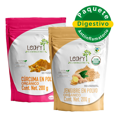 Kit Duo Jengibre Y Curcuma En Polvo Leafy Superfood Especias