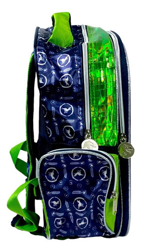 Mochila Marca Ruz Jurassic World Tamaño Kinder Color Azul/verde