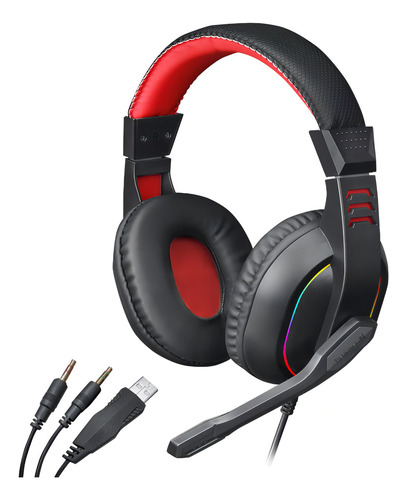Auriculares Gamer Redragon H120rgb Ares Rgb Aux 3.5 Mm X 2 Negro